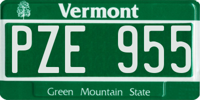 VT license plate PZE955