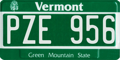 VT license plate PZE956