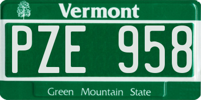 VT license plate PZE958