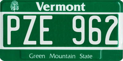 VT license plate PZE962