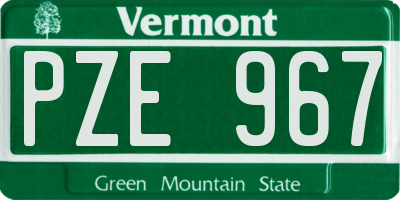 VT license plate PZE967