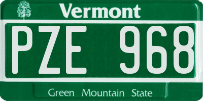 VT license plate PZE968