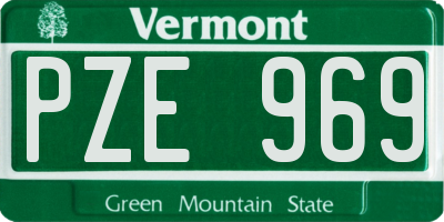VT license plate PZE969