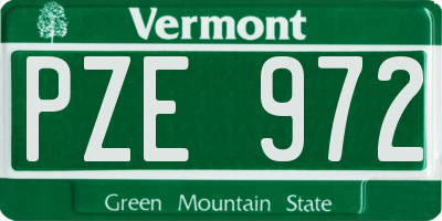 VT license plate PZE972
