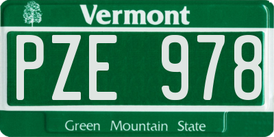 VT license plate PZE978