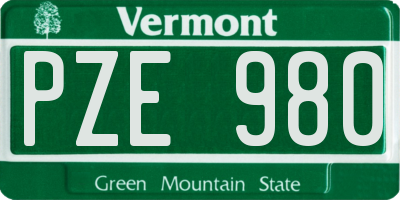 VT license plate PZE980