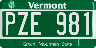 VT license plate PZE981