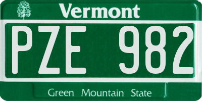 VT license plate PZE982