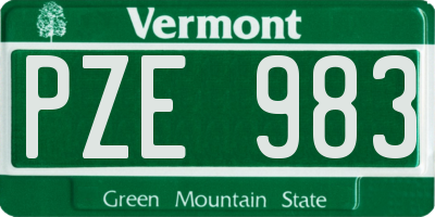 VT license plate PZE983