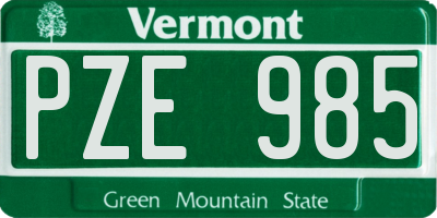VT license plate PZE985