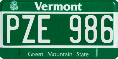 VT license plate PZE986