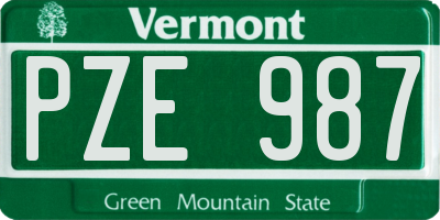 VT license plate PZE987