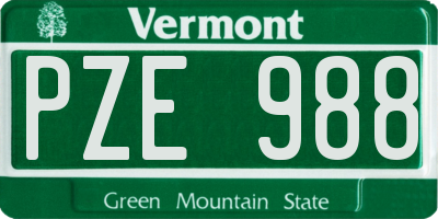 VT license plate PZE988