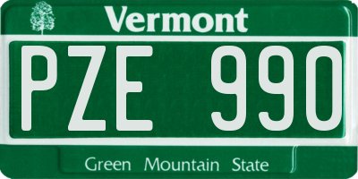 VT license plate PZE990