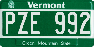 VT license plate PZE992
