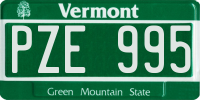 VT license plate PZE995