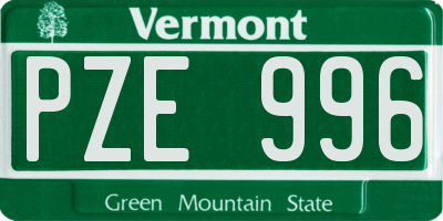VT license plate PZE996