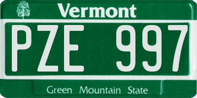 VT license plate PZE997