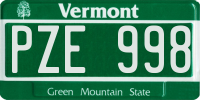 VT license plate PZE998