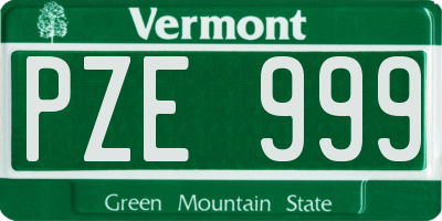 VT license plate PZE999
