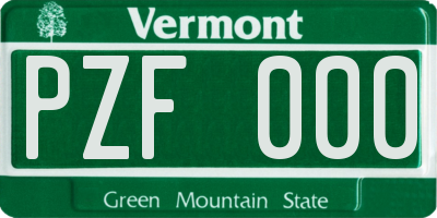 VT license plate PZF000