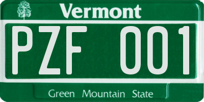 VT license plate PZF001