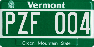 VT license plate PZF004