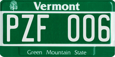 VT license plate PZF006