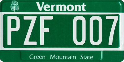 VT license plate PZF007