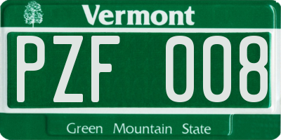 VT license plate PZF008