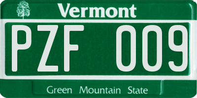 VT license plate PZF009