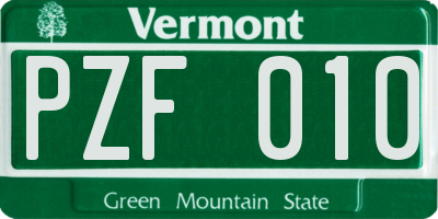 VT license plate PZF010
