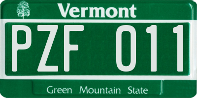 VT license plate PZF011