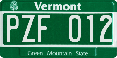 VT license plate PZF012