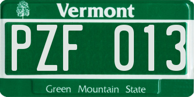 VT license plate PZF013