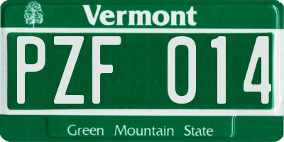 VT license plate PZF014