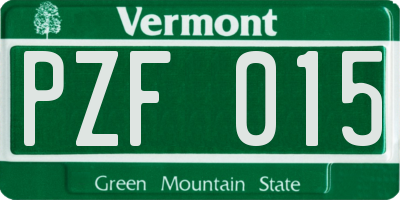 VT license plate PZF015