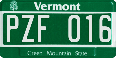 VT license plate PZF016
