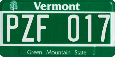 VT license plate PZF017