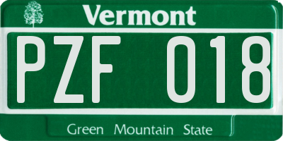 VT license plate PZF018