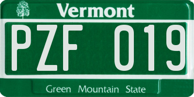 VT license plate PZF019