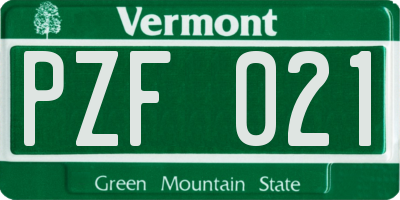 VT license plate PZF021