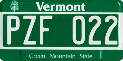 VT license plate PZF022