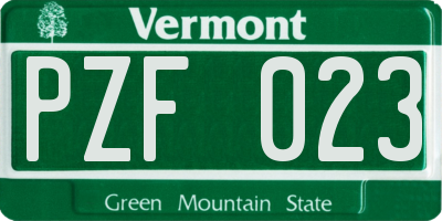 VT license plate PZF023