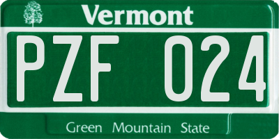 VT license plate PZF024