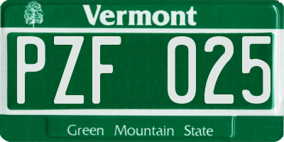 VT license plate PZF025