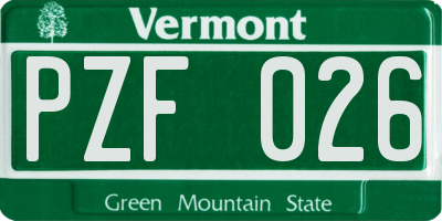VT license plate PZF026
