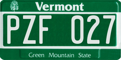 VT license plate PZF027