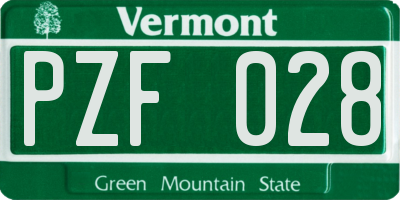 VT license plate PZF028