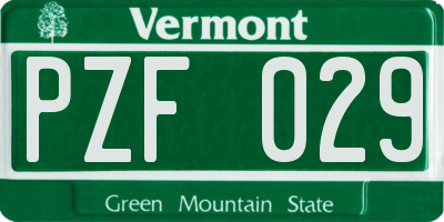 VT license plate PZF029